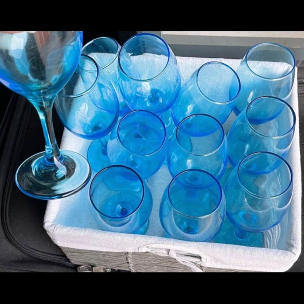 Blue wine glasses